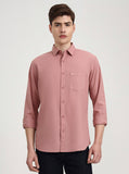 Peach Solid Slim Fit Casual Shirt | Greenfibre