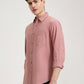 Peach Solid Slim Fit Casual Shirt | Greenfibre