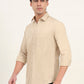 Beige Solid Slim Fit Semi Casual Shirt | Greenfibre