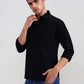 Black Solid Slim Fit Casual Shirt | Greenfibre
