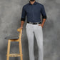 Navy Blue Printed Slim Fit Formal Shirt | GreenFibre