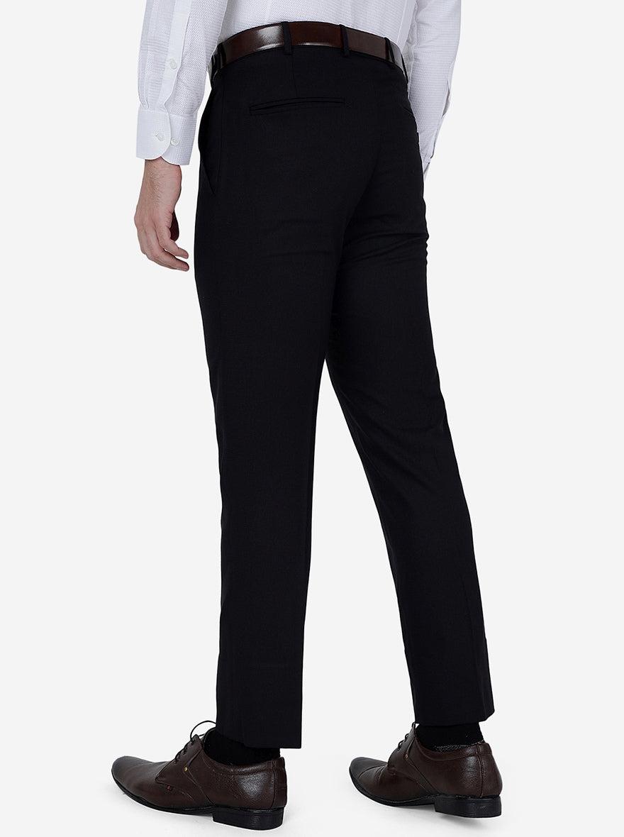 Black Solid Slim Fit Formal Trouser | Greenfibre