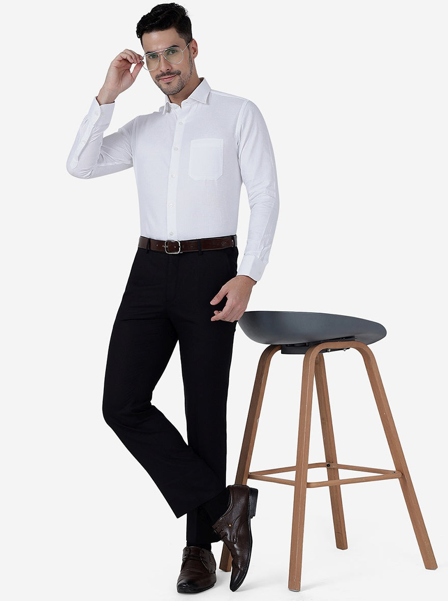 Black Solid Slim Fit Formal Trouser | Greenfibre