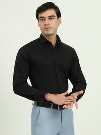 Black Solid Slim Fit Party Wear Shirt | Greenfire