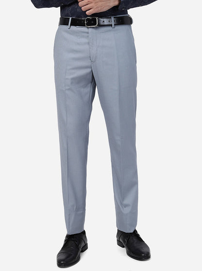 Grey Solid Slim Fit Formal Trouser | Greenfibre