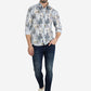 Off White Printed Slim Fit Casual Shirt | Greenfibre