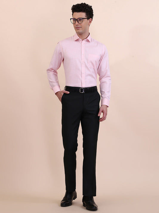 Peach Solid Slim Fit Formal Shirt | Greenfibre