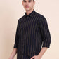 Navy Blue Striped Smart Fit Semi Casual Shirt | Greenfibre
