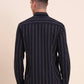 Navy Blue Striped Smart Fit Semi Casual Shirt | Greenfibre