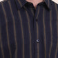 Navy Blue Striped Smart Fit Semi Casual Shirt | Greenfibre