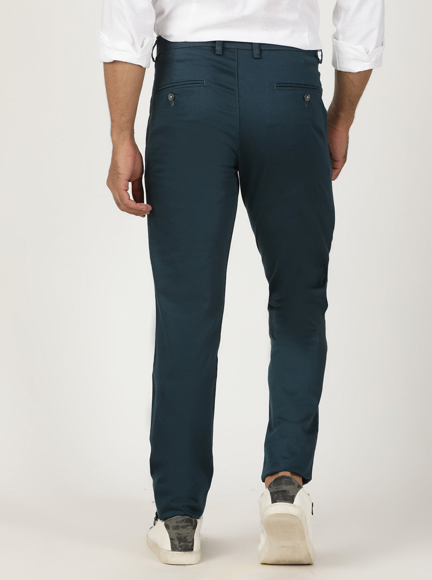 Blue Solid Neo Fit Casual Trouser | Greenfibre