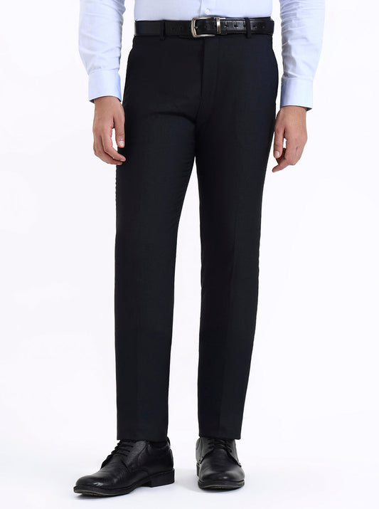 Navy Blue Solid Super Slim Fit Formal Trouser | Greenfibre