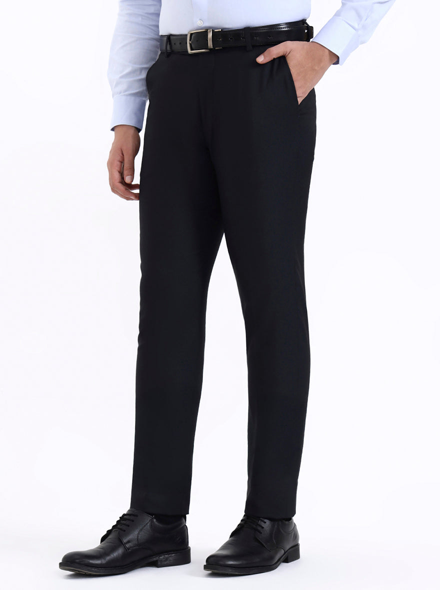 Navy Blue Solid Super Slim Fit Formal Trouser | Greenfibre