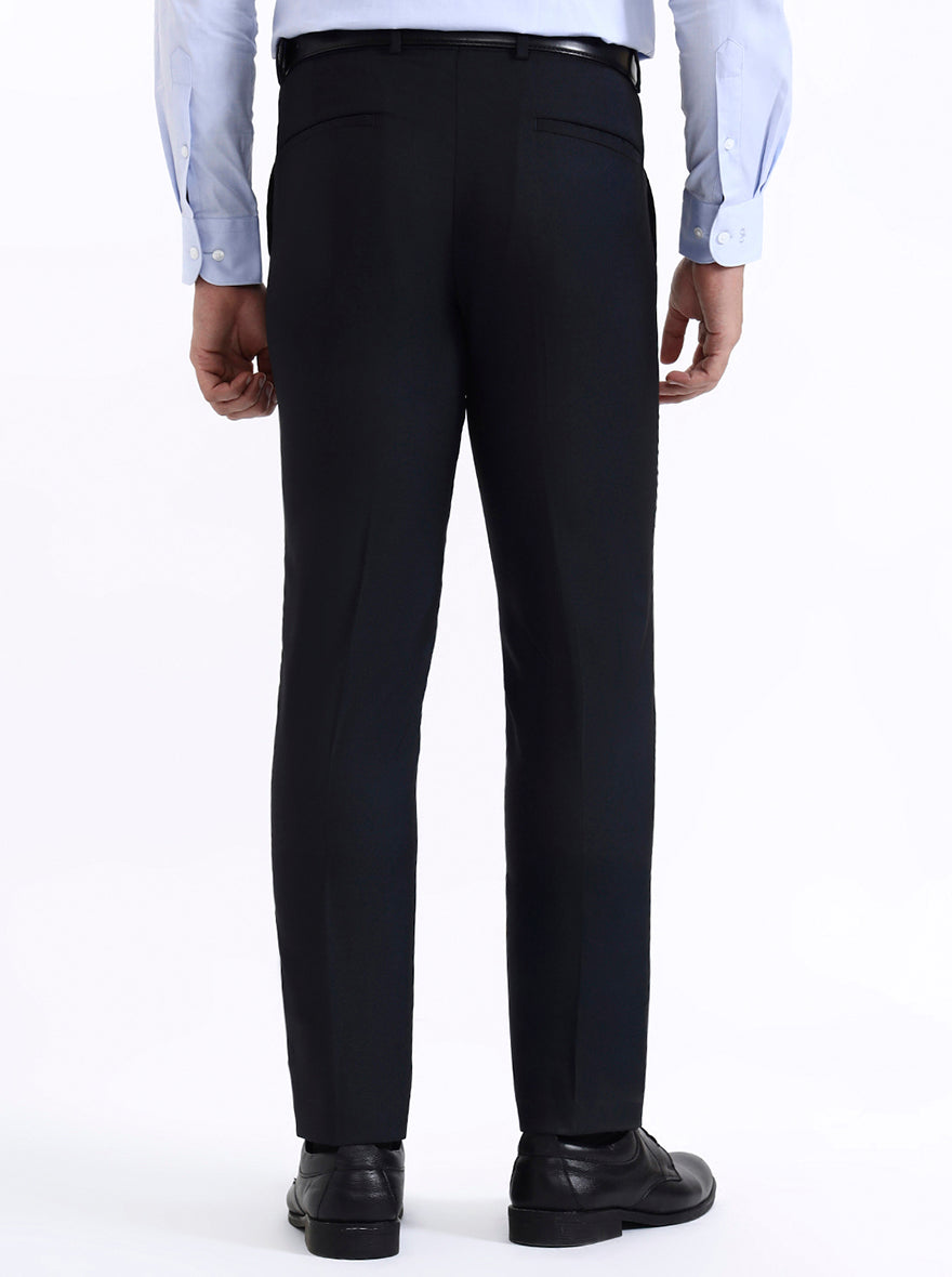Navy Blue Solid Super Slim Fit Formal Trouser | Greenfibre
