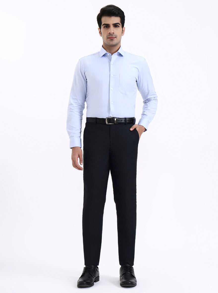 Navy Blue Solid Super Slim Fit Formal Trouser | Greenfibre