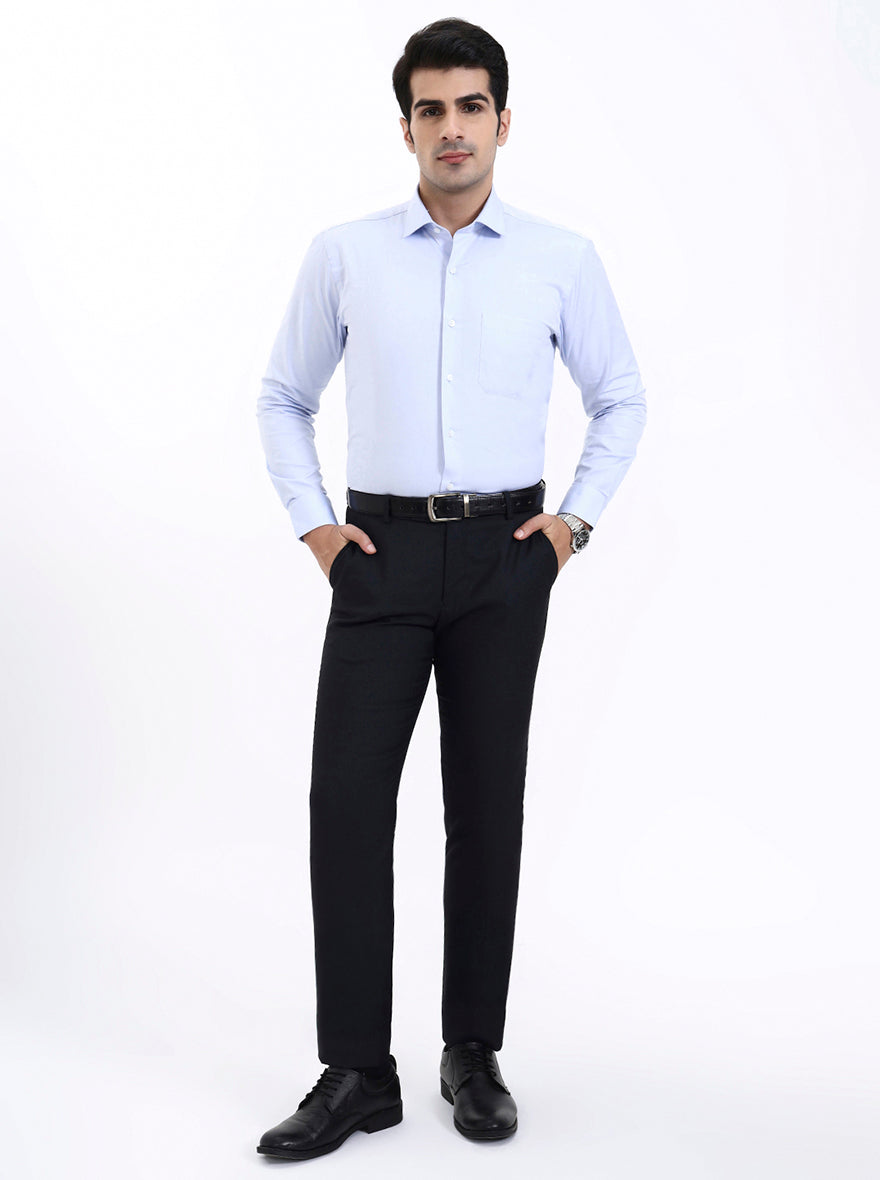Navy Blue Solid Super Slim Fit Formal Trouser | Greenfibre
