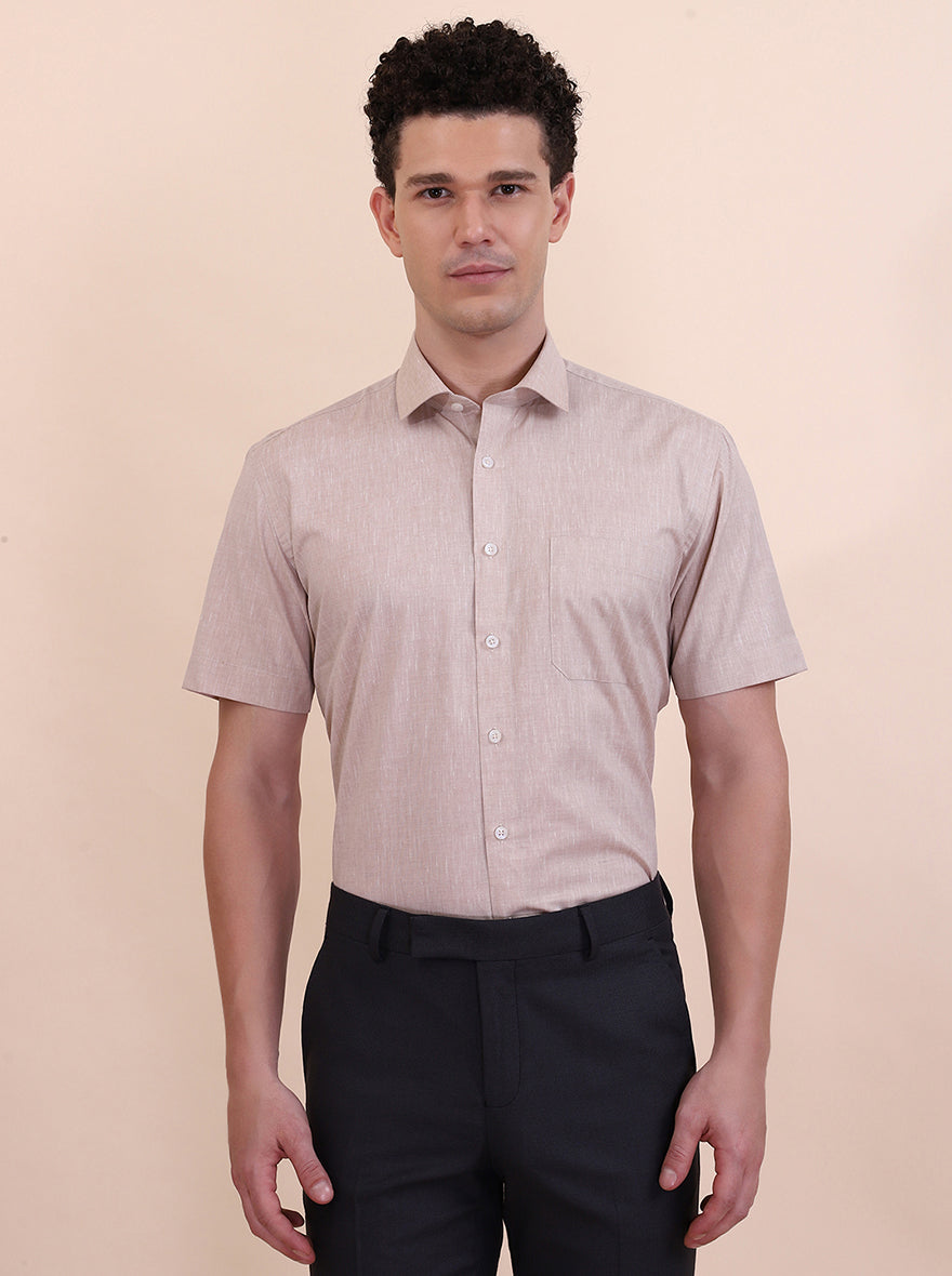 Fawn Solid Regular Fit Formal Shirt | Greenfibre