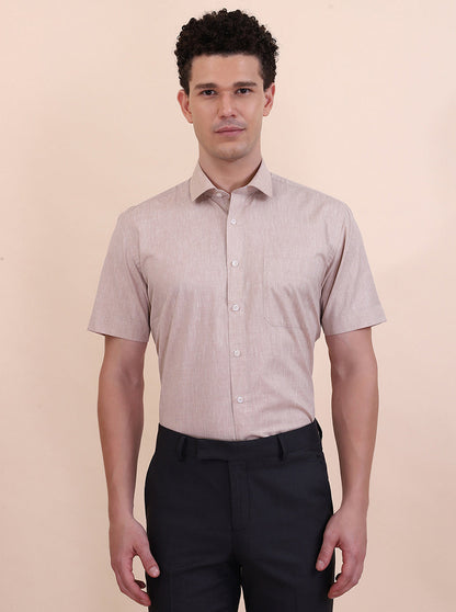 Fawn Solid Regular Fit Formal Shirt | Greenfibre