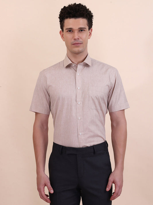 Fawn Solid Regular Fit Formal Shirt | Greenfibre