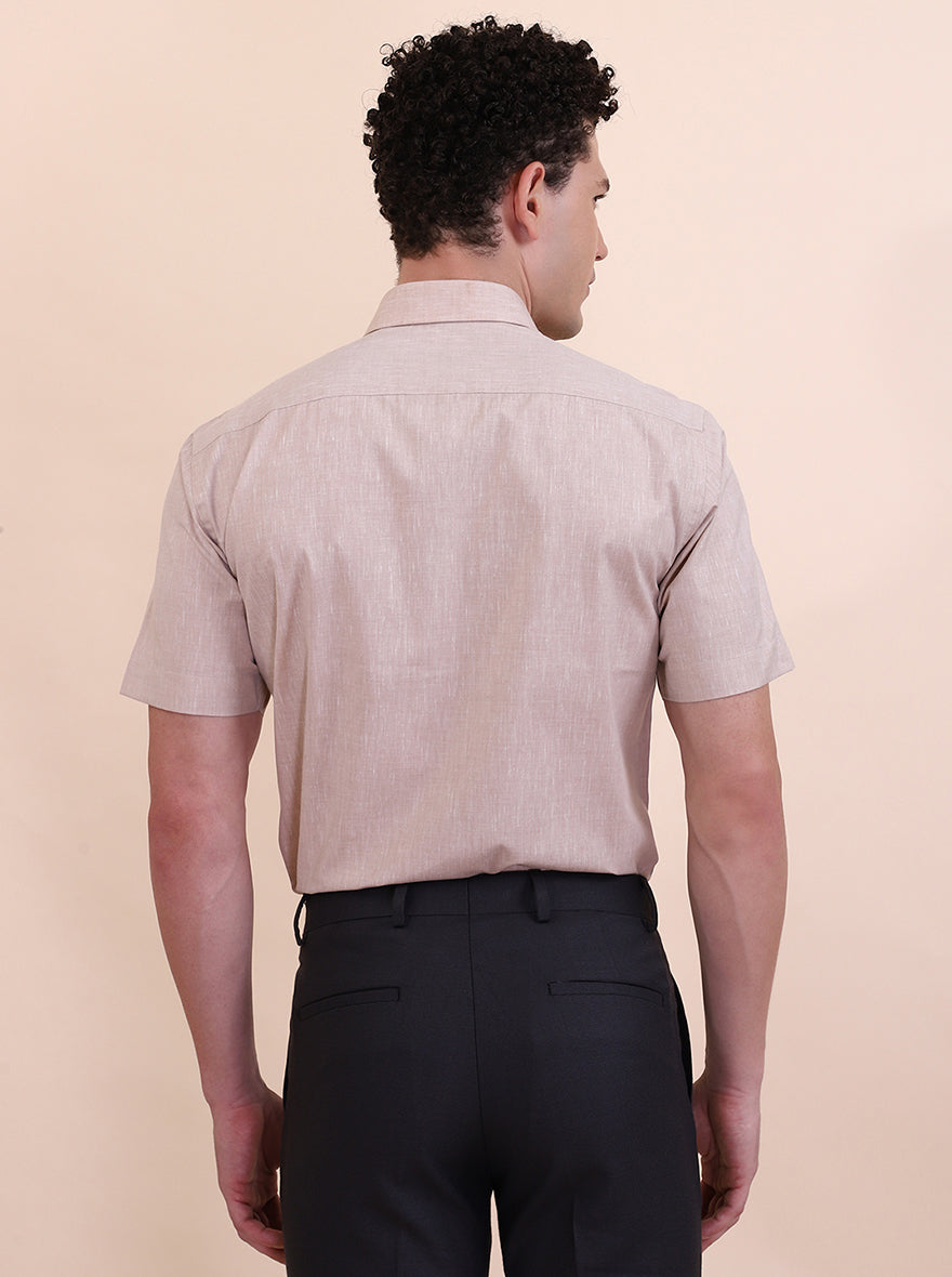 Fawn Solid Regular Fit Formal Shirt | Greenfibre