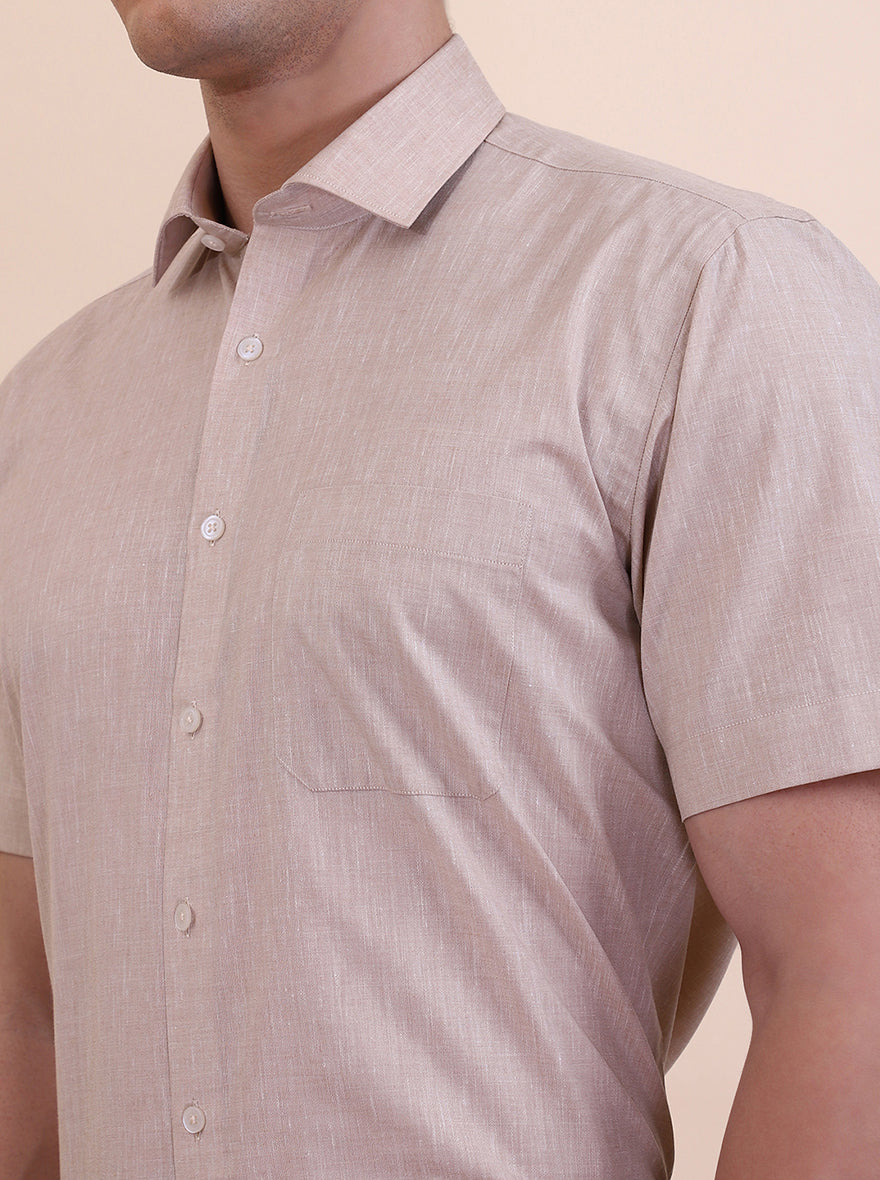 Fawn Solid Regular Fit Formal Shirt | Greenfibre