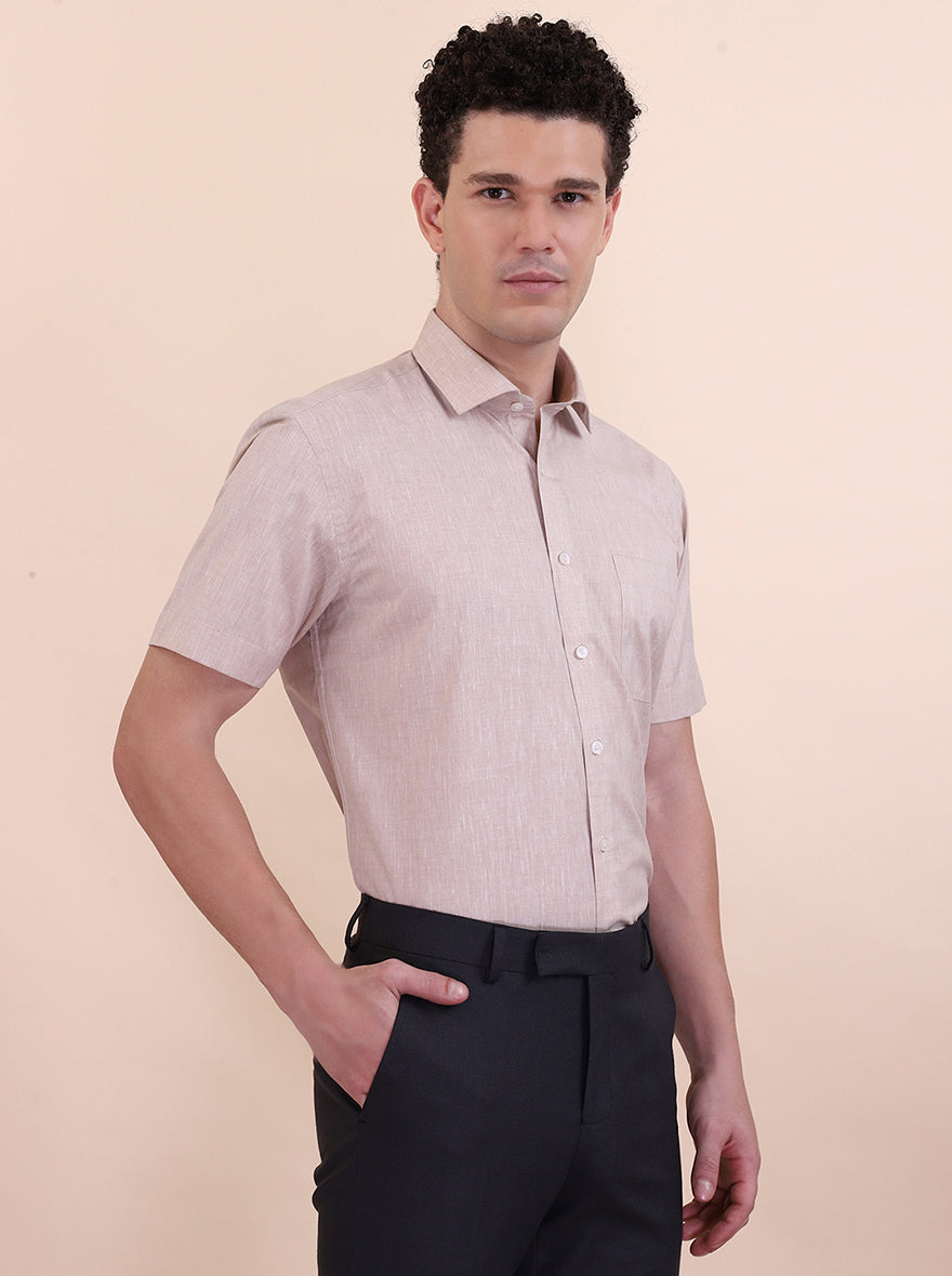 Fawn Solid Regular Fit Formal Shirt | Greenfibre