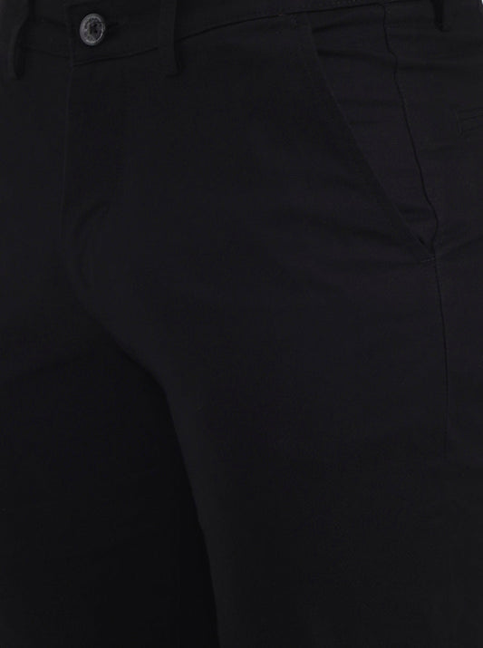 Black Solid Slim Fit Casual Trouser | Greenfibre