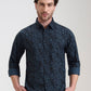 Medium Blue Printed Slim Fit Casual Shirt | Greenfibre