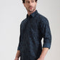 Medium Blue Printed Slim Fit Casual Shirt | Greenfibre