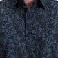 Medium Blue Printed Slim Fit Casual Shirt | Greenfibre