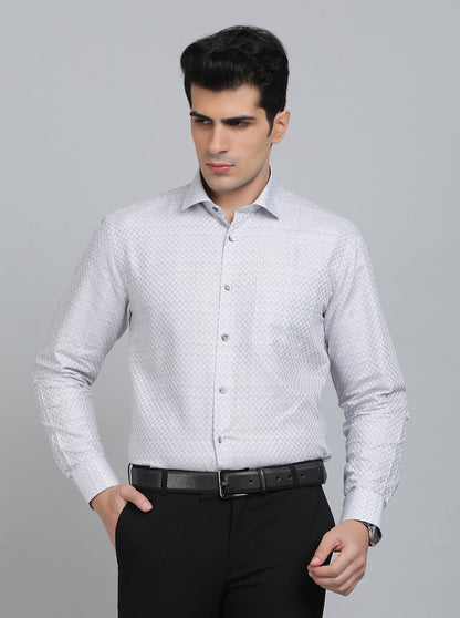 Grey Checked Regular Fit Formal Shirt | Greenfibre