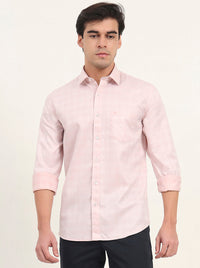 Light Orange Checked Slim Fit Semi Casual Shirt | Greenfibre