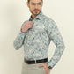 Light Blue Printed Slim Fit Party Wear Shirt | Wyre