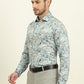 Light Blue Printed Slim Fit Party Wear Shirt | Wyre