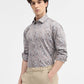 Grey Printed Slim Fit Party Wear Shirt | Greenfibre