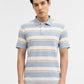 Blue & White Striped Slim Fit Polo T-Shirt | Greenfibre