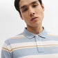 Blue & White Striped Slim Fit Polo T-Shirt | Greenfibre