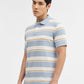 Blue & White Striped Slim Fit Polo T-Shirt | Greenfibre