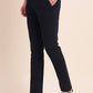 Navy Blue Printed Super Slim Fit Casual Trouser | Greenfibre