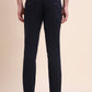 Navy Blue Printed Super Slim Fit Casual Trouser | Greenfibre