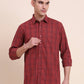 Red Checked Smart Fit Semi Casual Shirt | Greenfibre