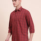 Red Checked Smart Fit Semi Casual Shirt | Greenfibre
