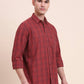 Red Checked Smart Fit Semi Casual Shirt | Greenfibre