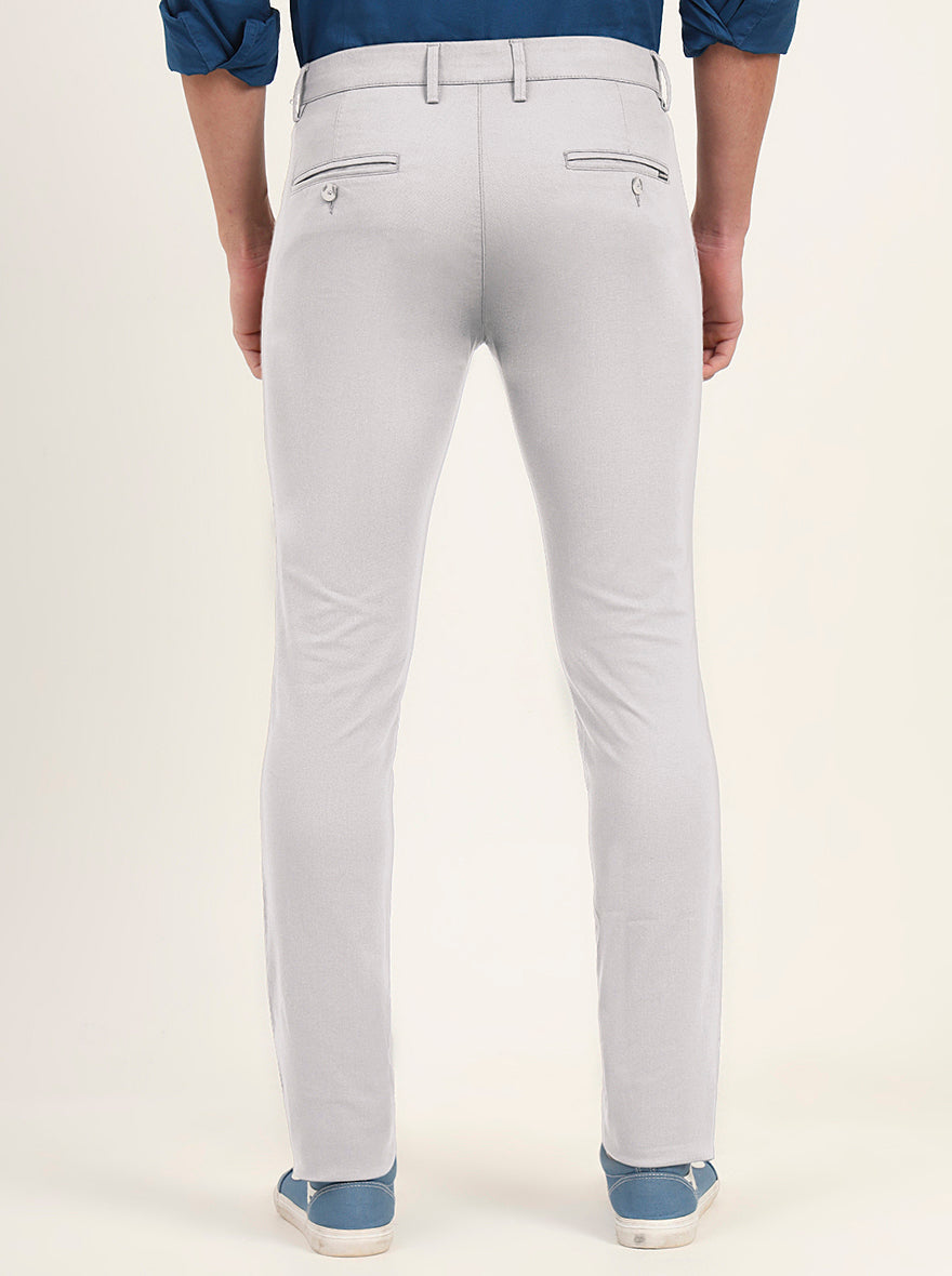 Sky Blue Solid Super Slim Fit Casual Trouser | Greenfibre