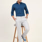 Sky Blue Solid Super Slim Fit Casual Trouser | Greenfibre