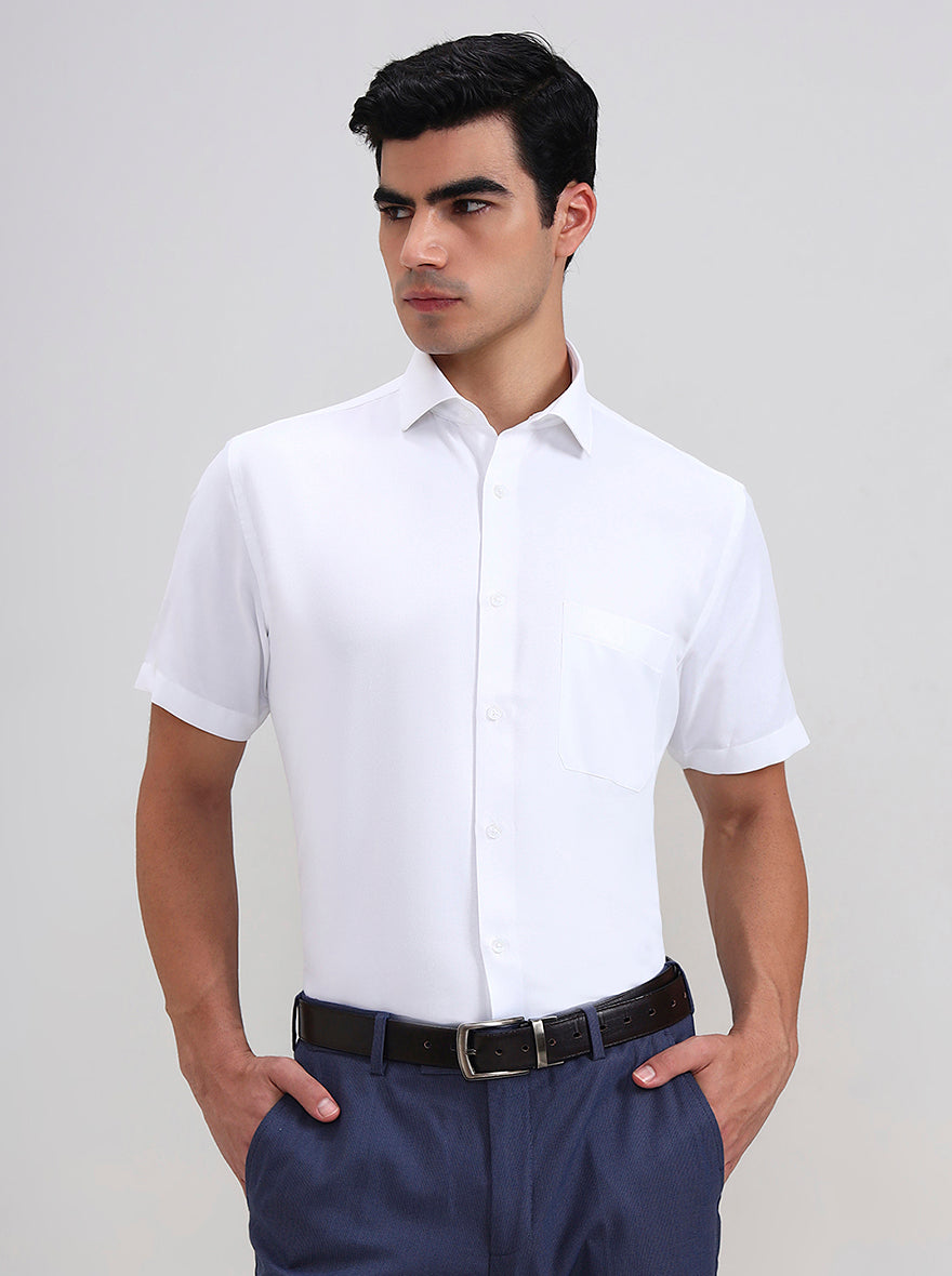 White Solid Regular Fit Formal Shirt | Greenfibre