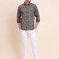 Olive Brown Printed Slim Fit Casual Shirt | Greenfibre
