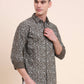 Olive Brown Printed Slim Fit Casual Shirt | Greenfibre