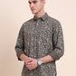 Olive Brown Printed Slim Fit Casual Shirt | Greenfibre