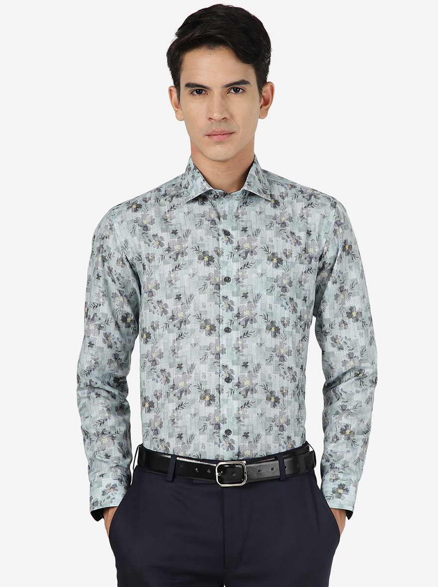 Green Printed Slim fit Party Wear Shirt | Greenfibre